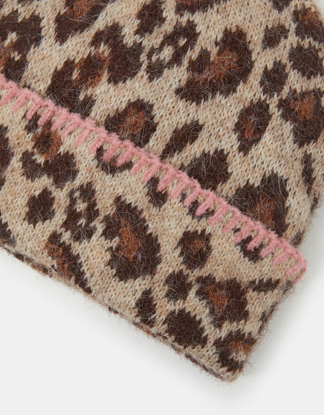 Leopard Print Beanie, , large