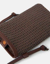 Woven Crossbody Phone Bag, , large