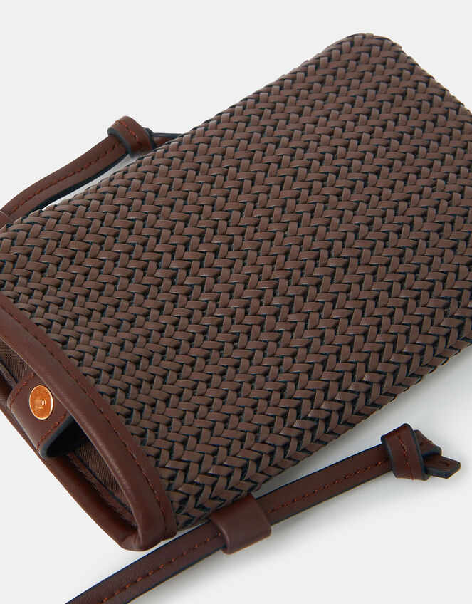 Woven Crossbody Phone Bag, , large