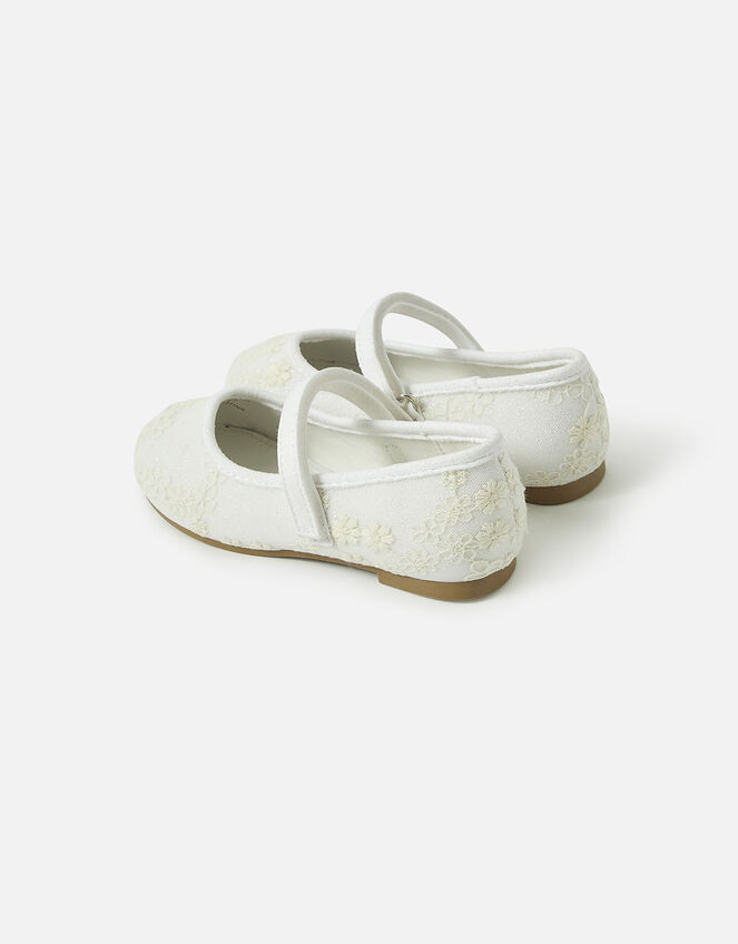 Girls Lace Ballerina Flats, Ivory (IVORY), large
