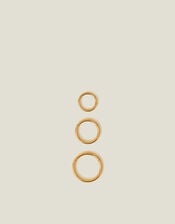 3-Pack 14ct Gold-Plated Surgical Steel Hoops, , large