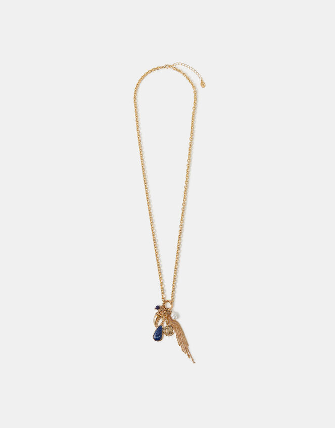 Multi Charm Tassel Pendant Necklace, , large