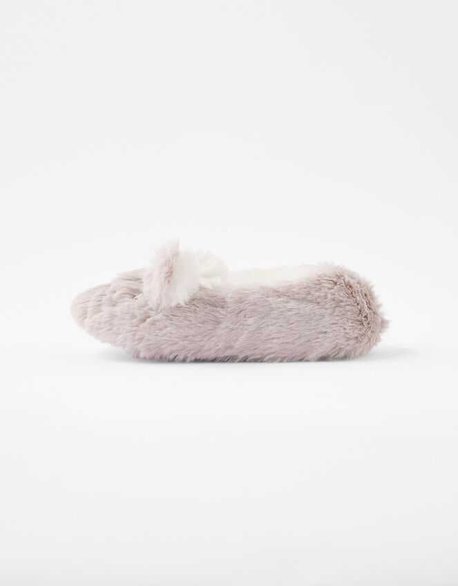 Girls Bella Bunny Fluffy Slippers, Grey (GREY), large