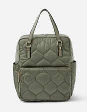 Quilted Backpack with Recycled polyester, Green (KHAKI), large