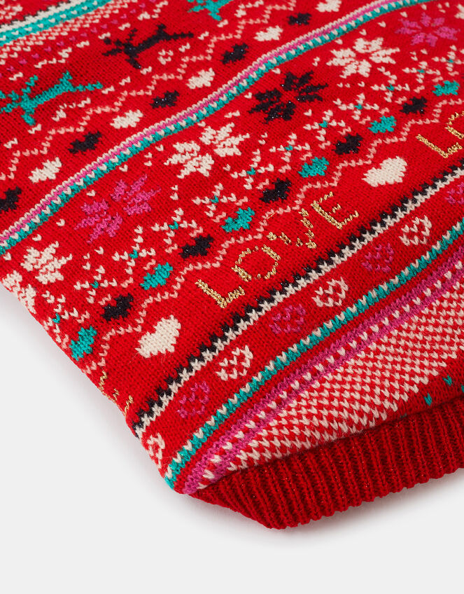 Love Christmas Fair Isle Dog Jumper, Red (RED), large