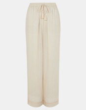 Lace Trim Wide Leg Beach Trousers, Camel (BEIGE), large