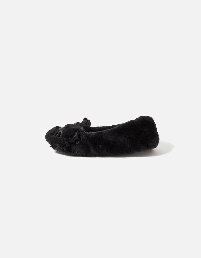 Furry Cat Ballerina Slippers, Black (BLACK), large