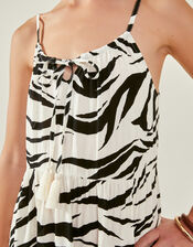 Zebra Print Swing Dress, Ivory (IVORY), large