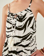 Zebra Print Swing Dress, Ivory (IVORY), large