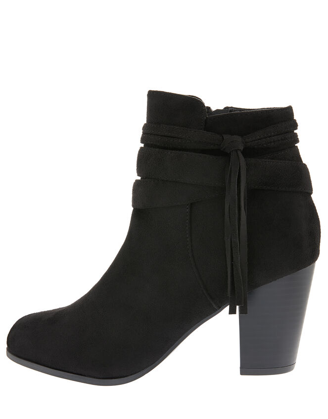Heeled Tassel Ankle Boots, Black (BLACK), large