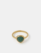 14ct Gold-Plated Aventurine Ring, Gold (GOLD), large