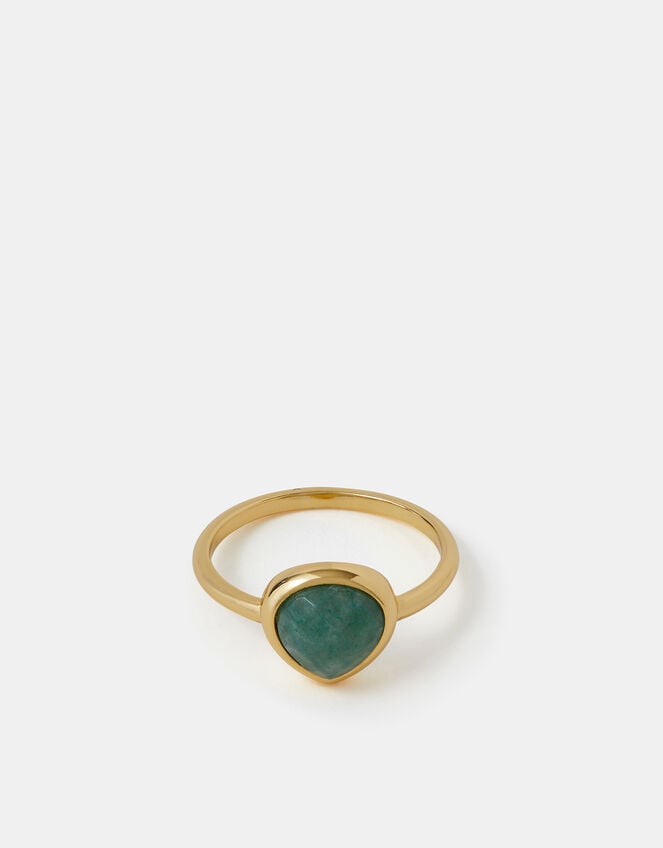 14ct Gold-Plated Aventurine Ring, Gold (GOLD), large