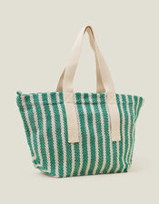 Stripe Woven Shoulder Bag, , large