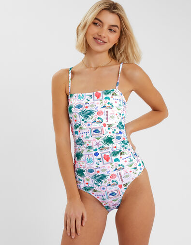 Postcard Print Swimsuit, Ivory (IVORY), large