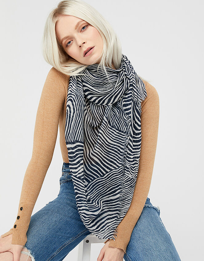 Organic Swirl Print Scarf, , large