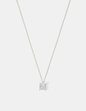 Sterling Silver Princess Cut Pendant Necklace, , large