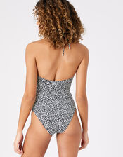 Bobbi Spot Bandeau Swimsuit, Black (BLACK WHITE), large
