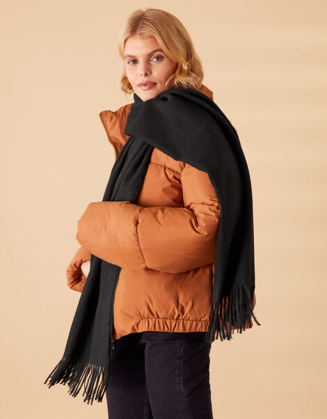 Super-Soft Blanket Scarf Black, , large