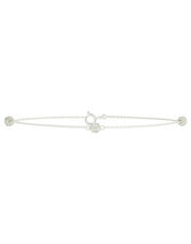 Sterling Silver Triple Pave Bead Anklet, , large