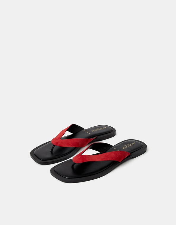 Suede Flip Flop Sandals, Red (RED), large