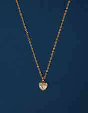 14ct Gold-Plated Sparkle Heart Necklace, , large