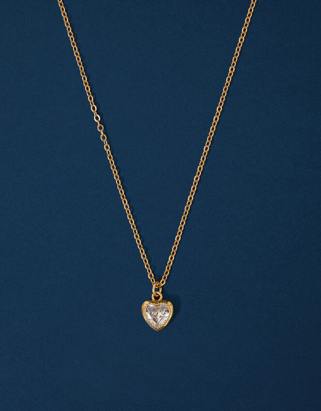 14ct Gold-Plated Sparkle Heart Necklace, , large