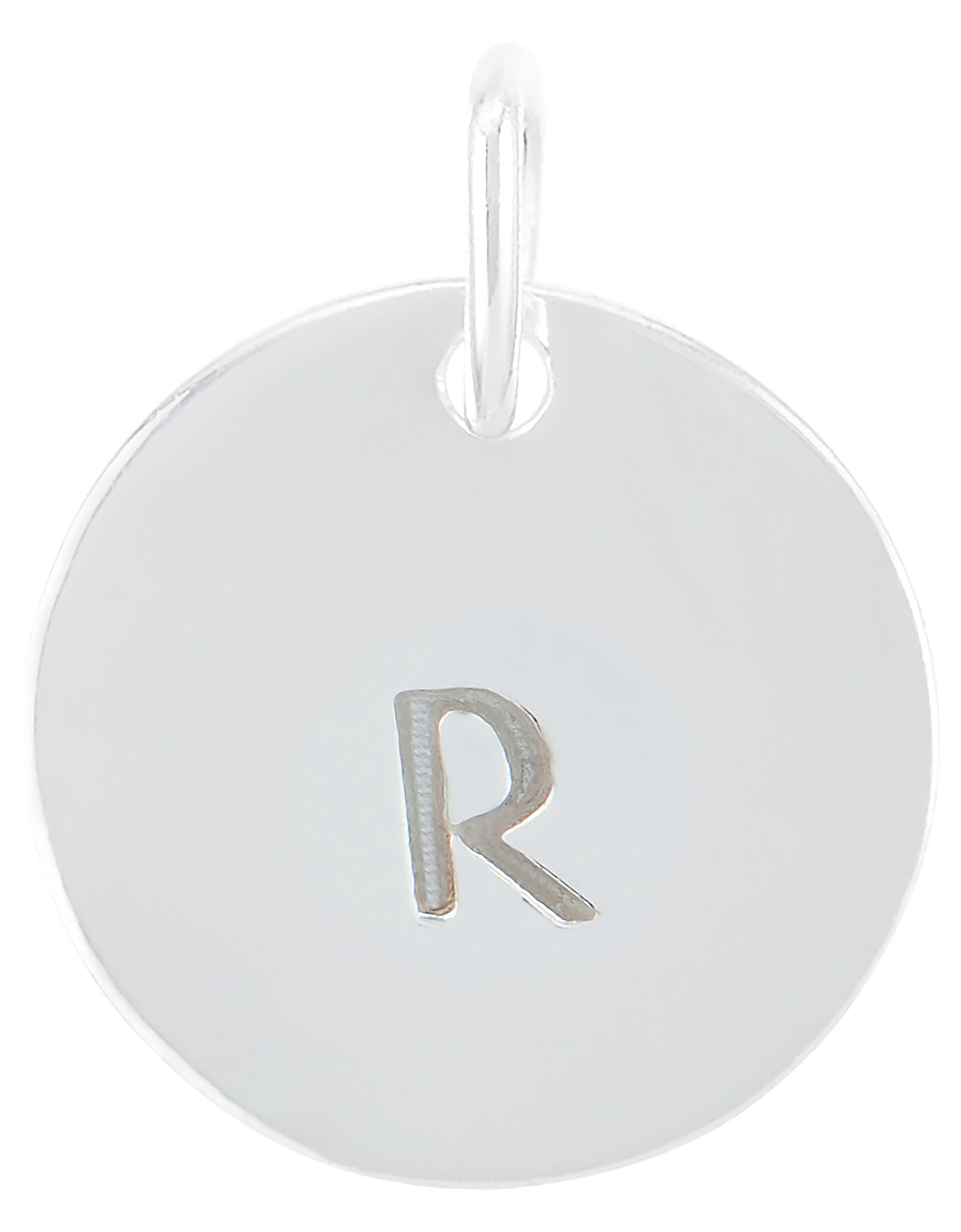 Sterling Silver R Initial Charm, , large
