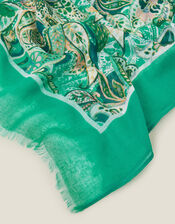 Lightweight Paisley Scarf Teal, , large