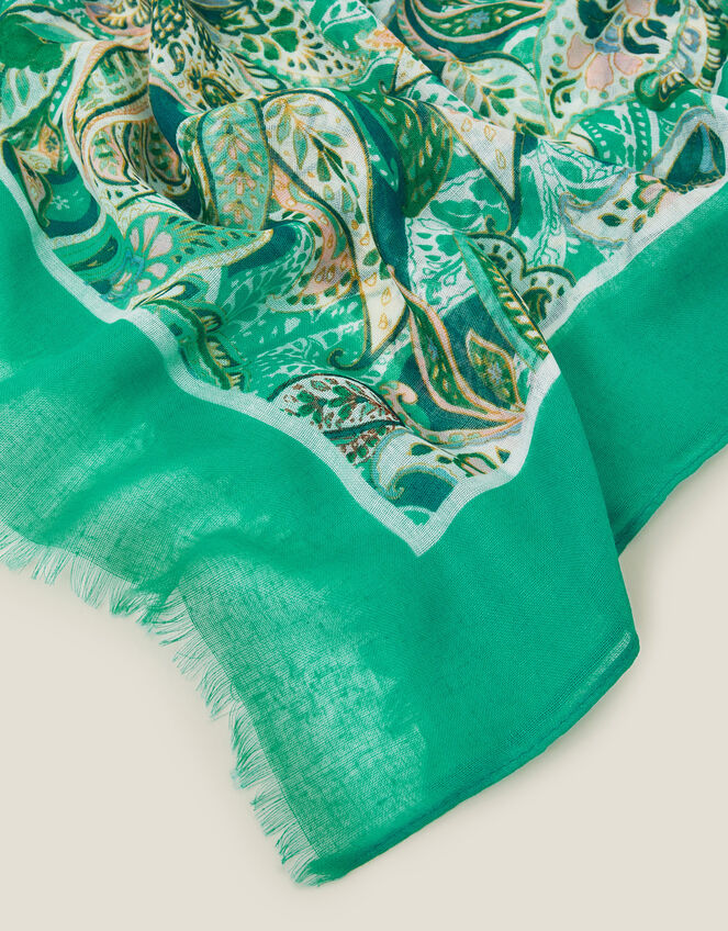 Lightweight Paisley Scarf Teal, , large