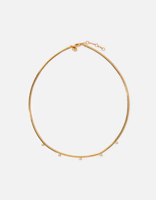 Gold-Plated Sparkle Stone Collar Necklace, , large