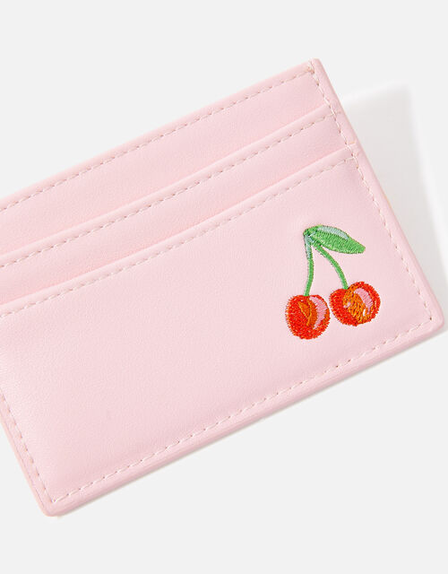Embroidered Cherry Cardholder, , large