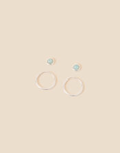 Sterling Silver Healing Stone Amazonite Earrings Set of Two, , large