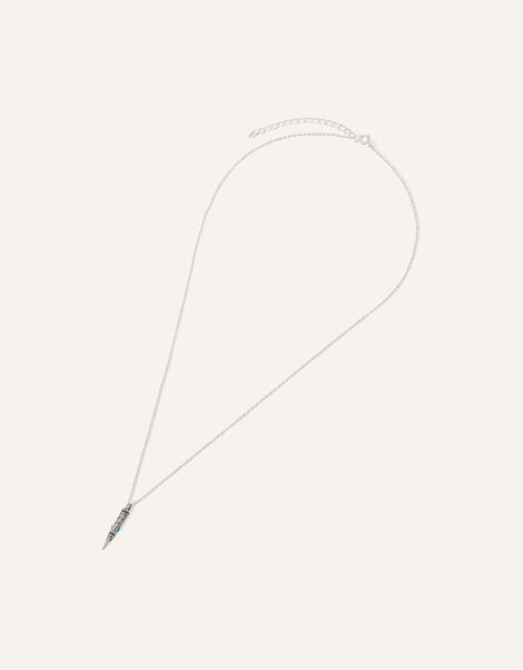 Sterling Silver Spike Pendant Necklace, , large