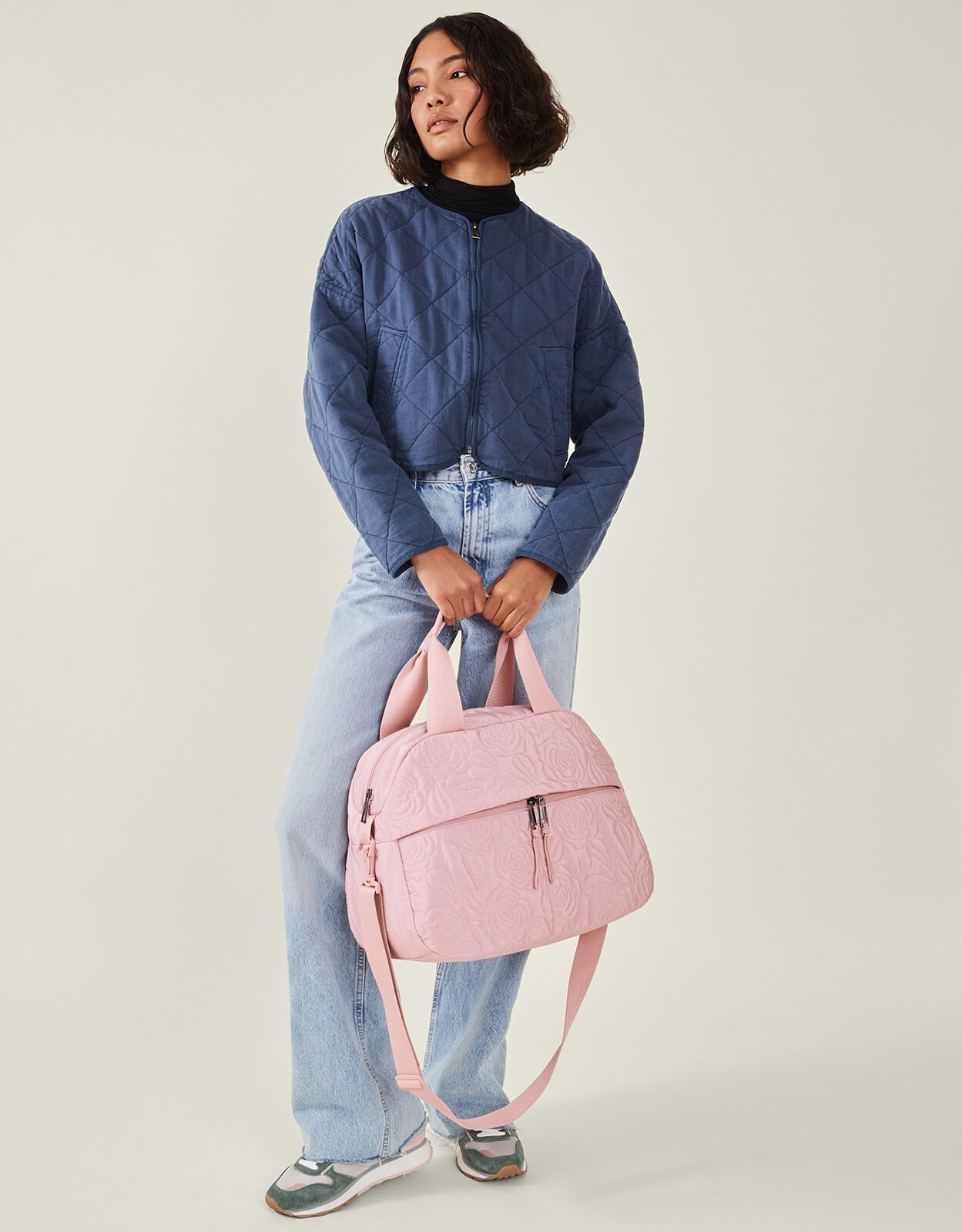 Floral Quilted Travel Bag Pink
