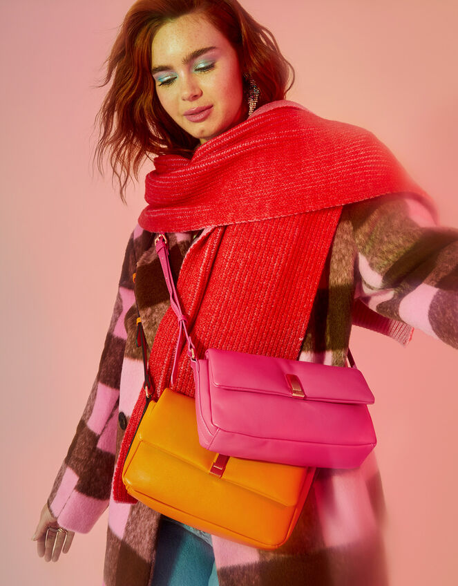 Puffer Cross-Body Bag, Pink (FUCHSIA), large