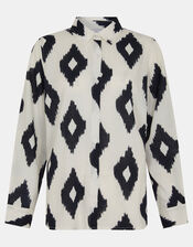 Abstract Diamond Print Shirt, Black (BLACK WHITE), large