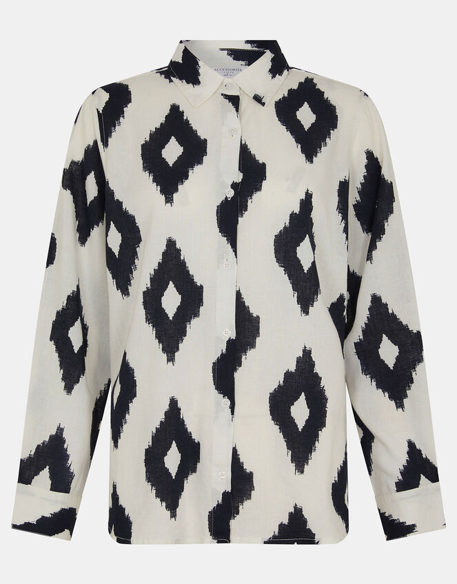 Abstract Diamond Print Shirt, Black (BLACK WHITE), large