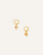 14ct Gold-Plated Murano Glass Heart Huggie Hoops, Yellow (YELLOW), large