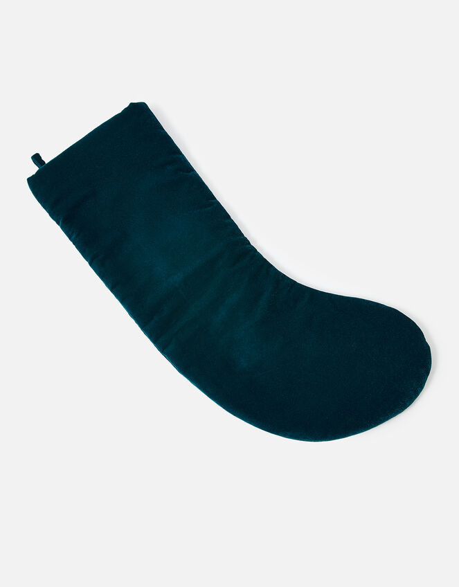 Star Embroidered Velvet Stocking , Teal (TEAL), large