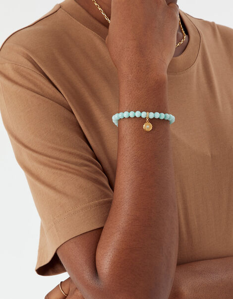 14ct Gold-Plated Power Stone Amazonite Bracelet, , large
