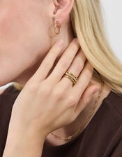 Stainless Steel Linked Stacking Trio Ring, Gold (GOLD), large