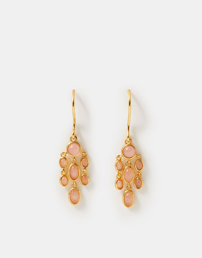 14ct Gold-Plated Rose Quartz Drop Earrings, , large