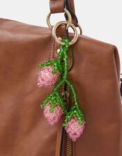 Strawberry Beaded Bag Charm, , large