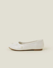 Girls Pearl Flower Ballet Flats, Ivory (IVORY), large