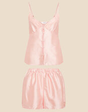 Satin Lace Trim Vest Pyjama Set, Pink (PINK), large