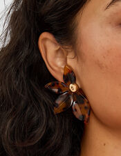 Tort Flower Statement Stud Earrings, , large