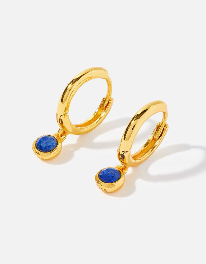 Gold Vermeil Lapis Hoops, , large