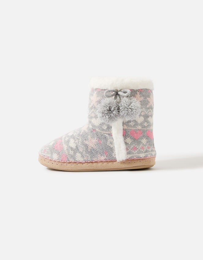 Fair Isle Knit Slipper Boots, Multi (PASTEL-MULTI), large