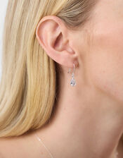 Sterling Silver Stone Teardrop Earrings, , large