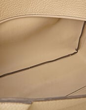 Faux Leather Pleated Shoulder Bag, Mink (MINK), large